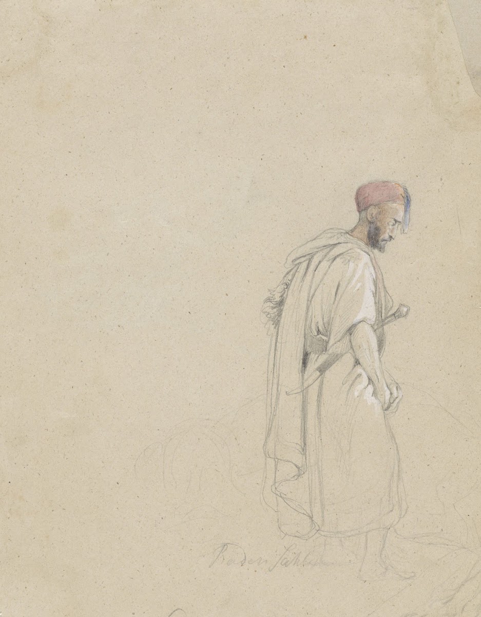 Figuurstudie van een man met tulband en zwaard 1824   1880