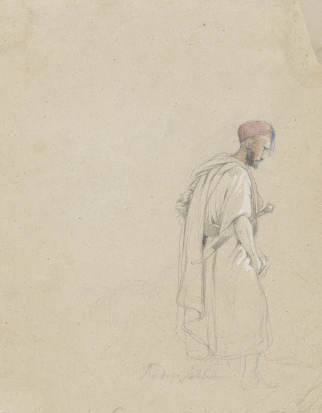 Figuurstudie van een man met tulband en zwaard 1824   1880