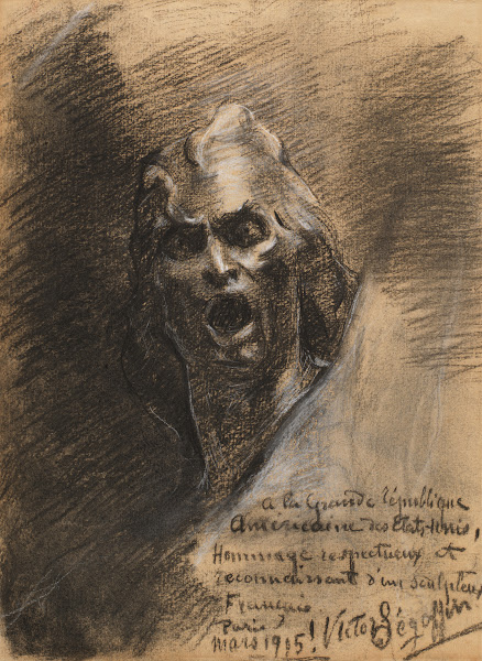 Head of Man Expressive of Horror 1915