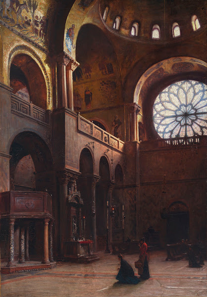 Interior of St Marks Basilica in Venice 1899