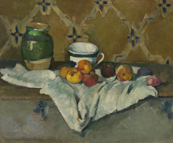 Still Life with Jar Cup and Apples ca 1877
