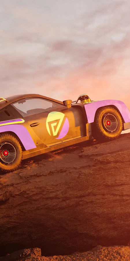 Cyberpunk, Car, Rock, Sunset, Futuristic 4K Phone Wallpaper