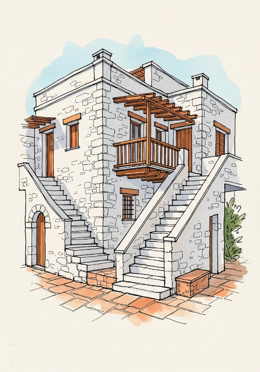 Architectural Sketch Mediterranean House