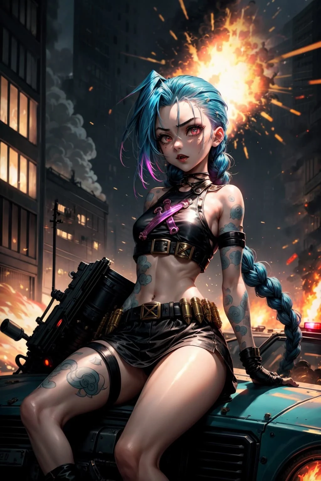 Jinx encima de un