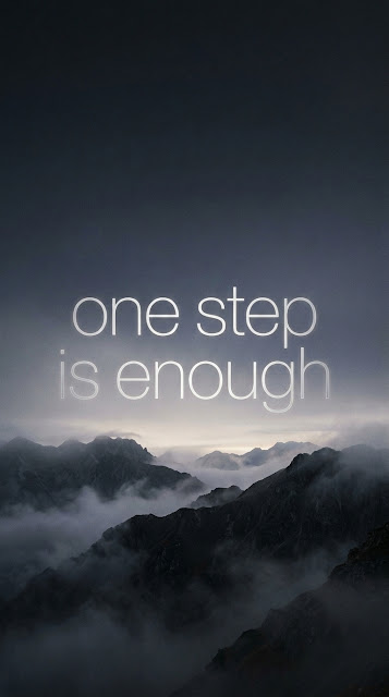 One Step Is Enough Typography over Foggy Dawn Mountain - Free mobile Wallpaper