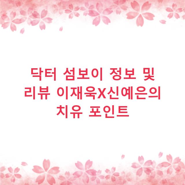 닥터 섬보이 정보 및 리뷰 이재욱X신예은의 치유 포인트
