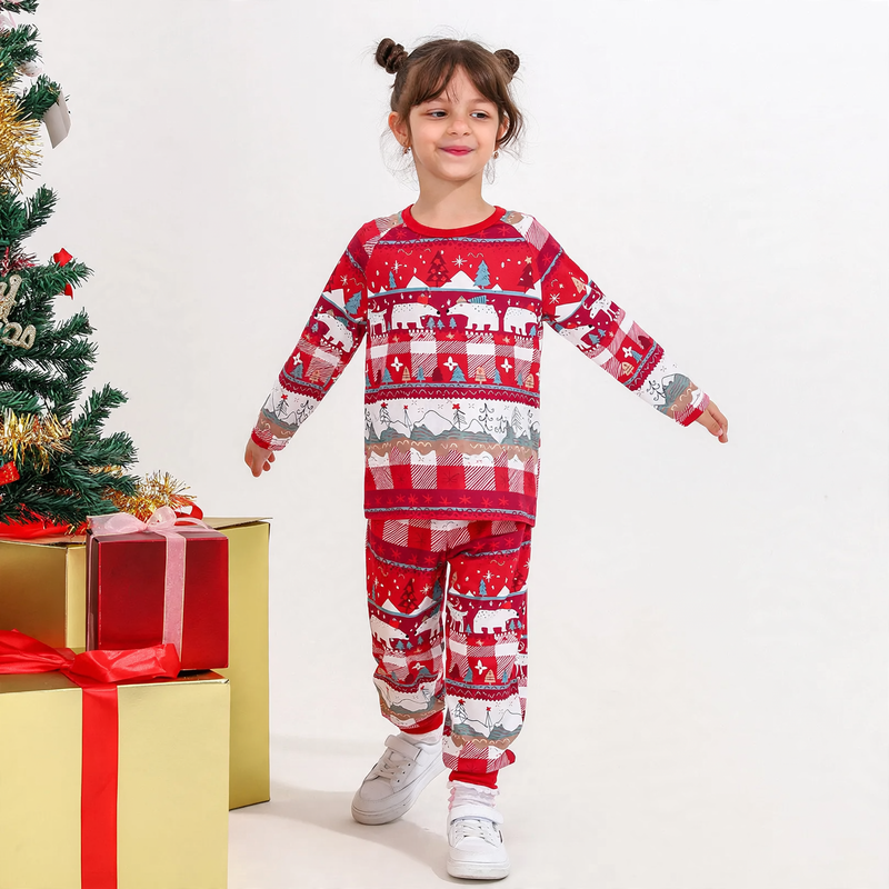 Christmas pajama set for the family, knit look print