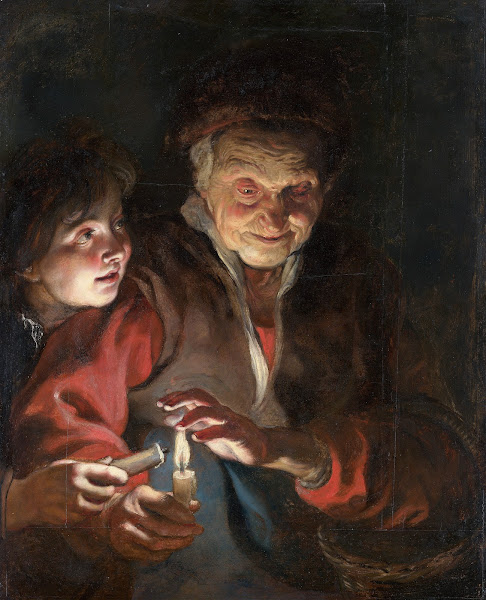 Old Woman and Boy with Candles c 1616   1617