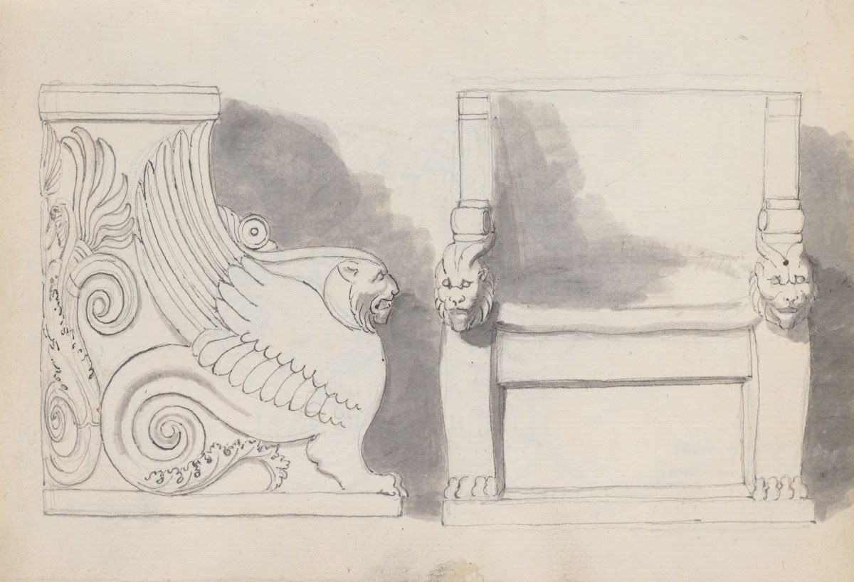 Two Studies of the Throne of Gregory the Great Church of San Gregorio Magno Rome