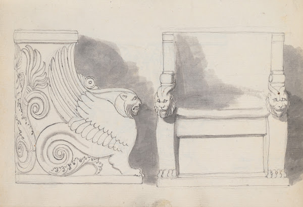 Two Studies of the Throne of Gregory the Great Church of San Gregorio Magno Rome