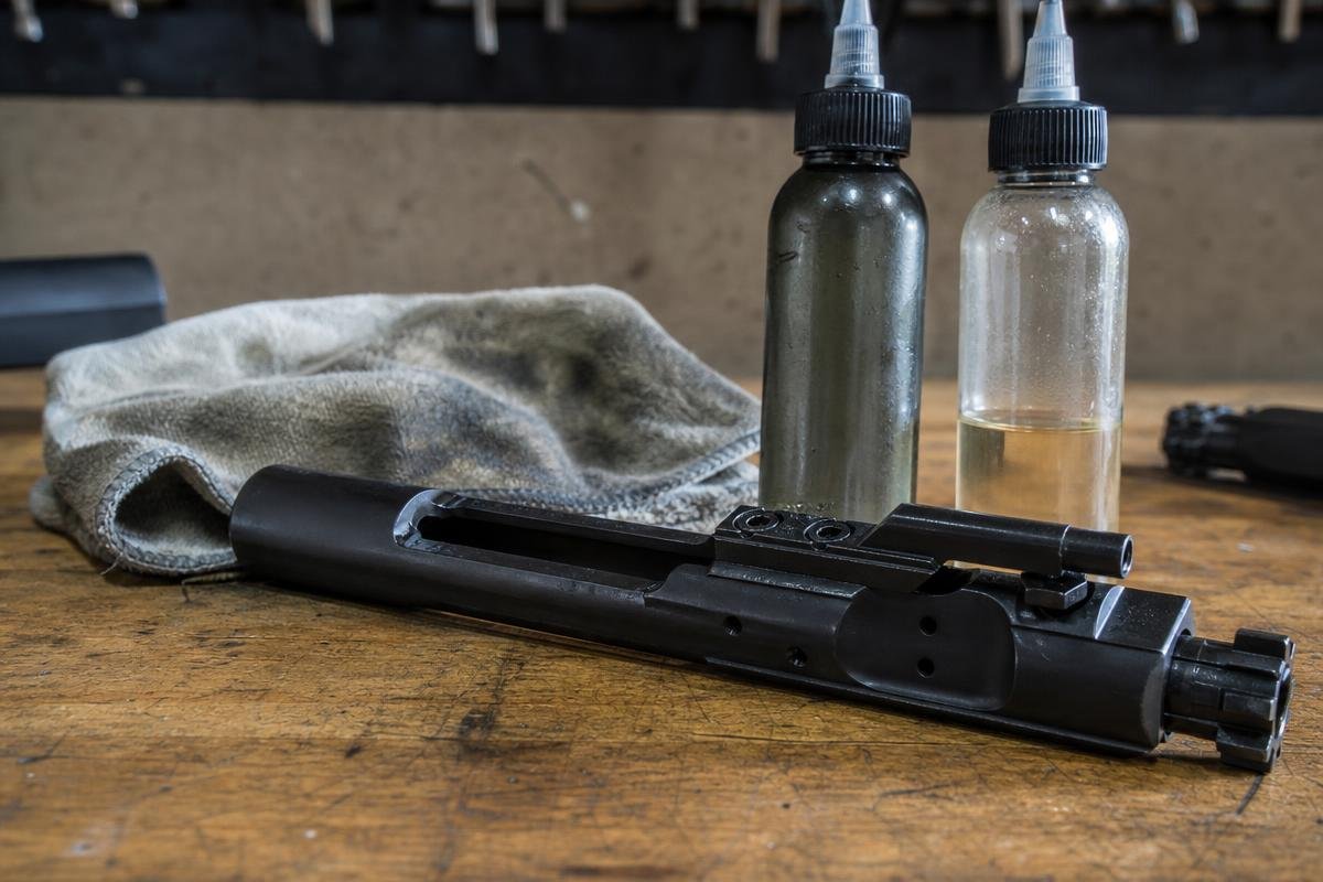 Lubricant applied to AR-15 bolt carrier group contact areas