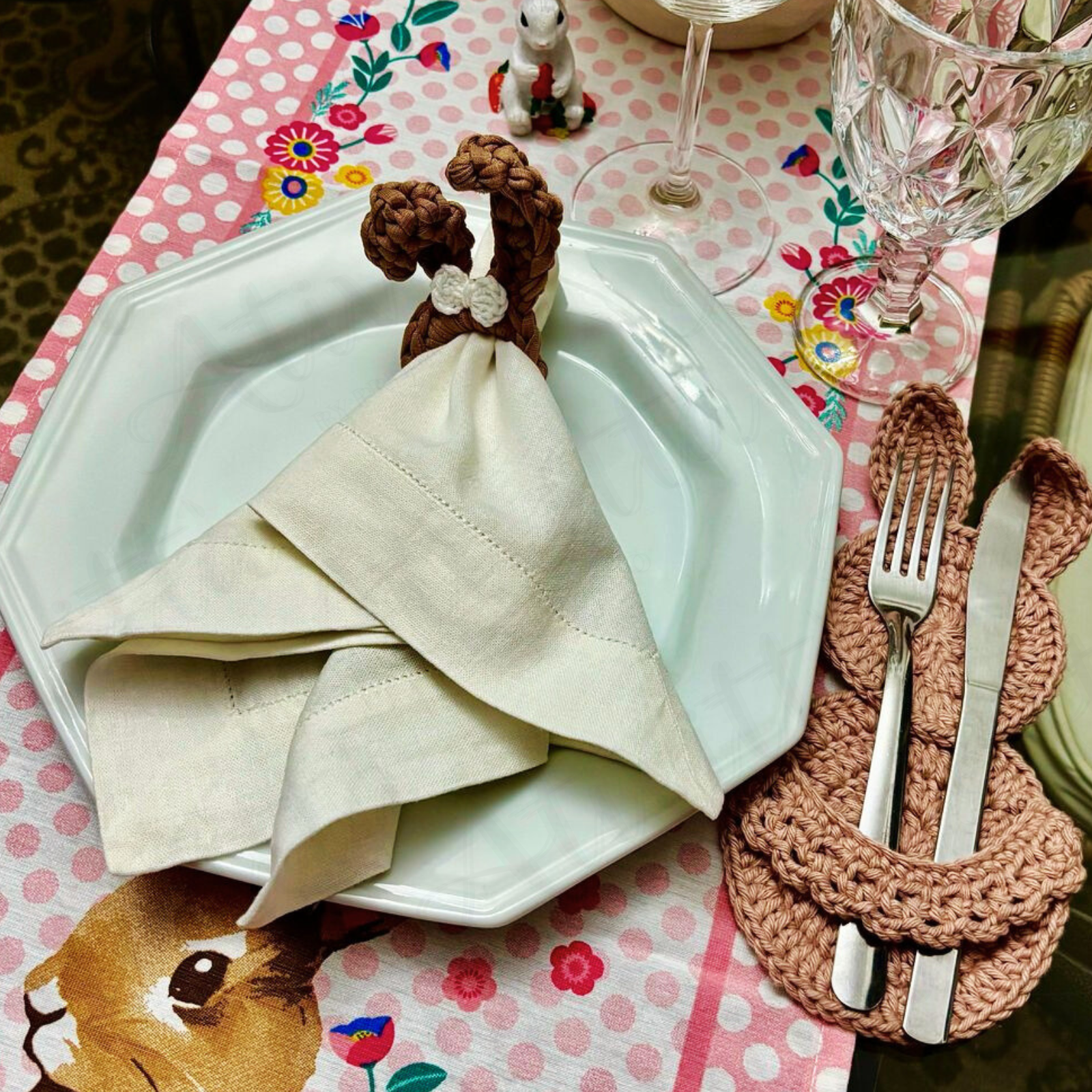 Porta-talheres em Crochê