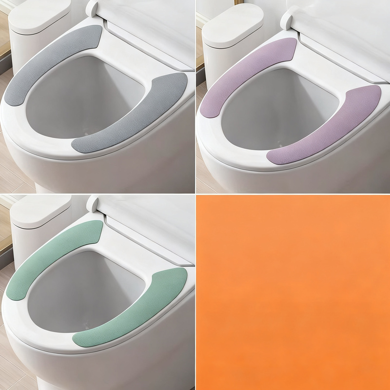 Self-adhesive plush toilet seat cover