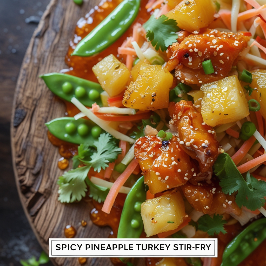 Spicy Pineapple Chili-Glazed Turkey Stir-Fry with Mango-Jicama Slaw