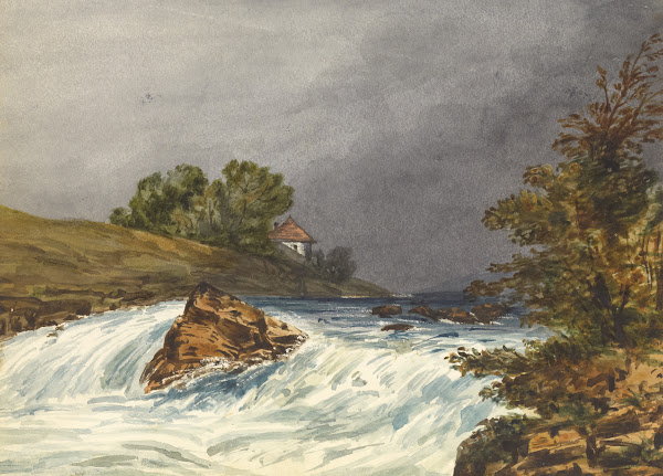River Scene with House 1843   1845