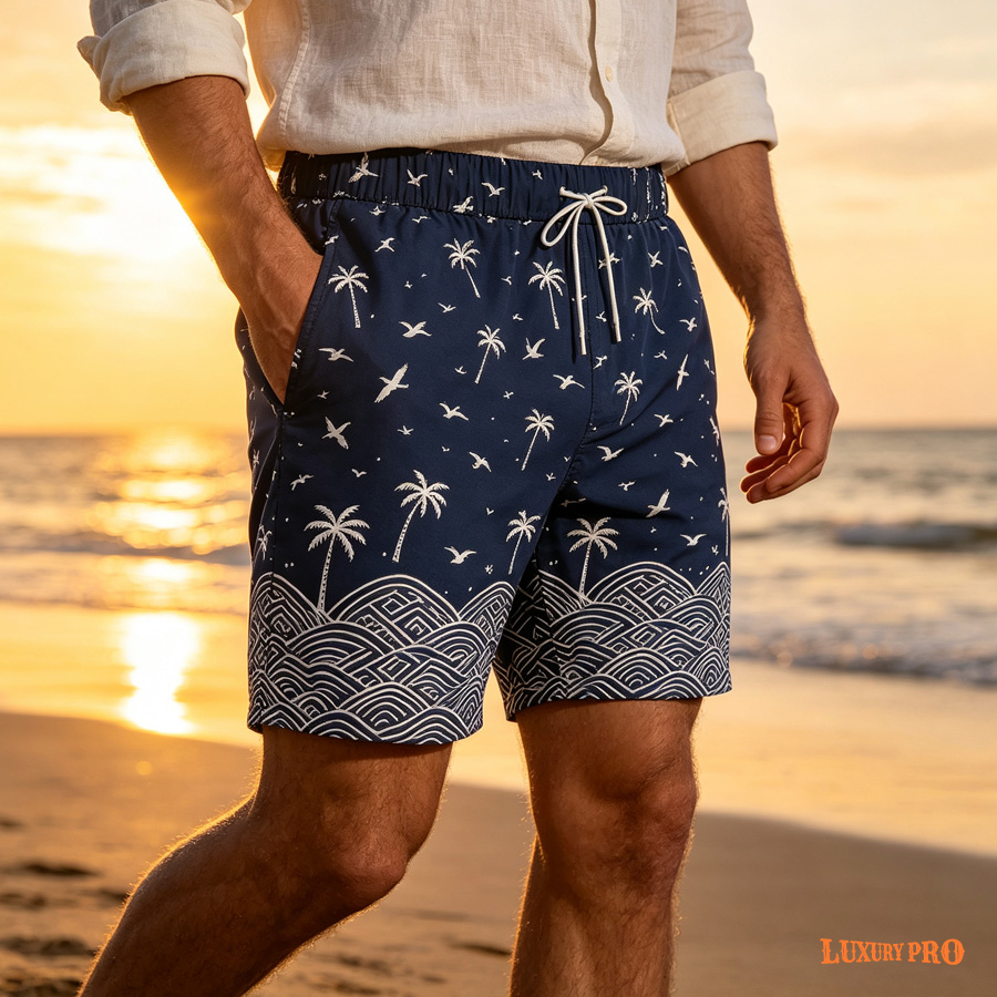 Sandwich Cotton All-Over Print Beach Shorts