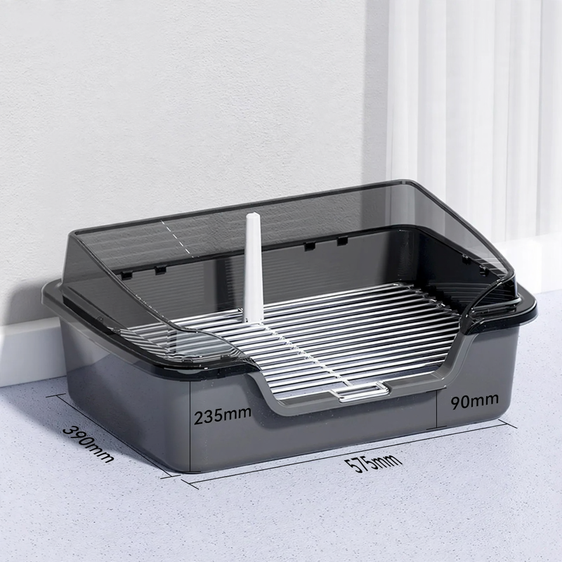 Raised dog toilet set with grid and fence