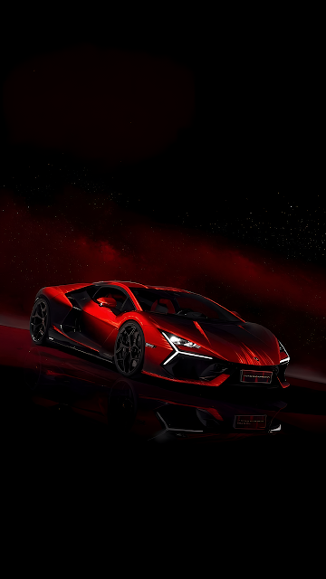 Crimson Red Futuristic Supercar Minimalist Dark Studio