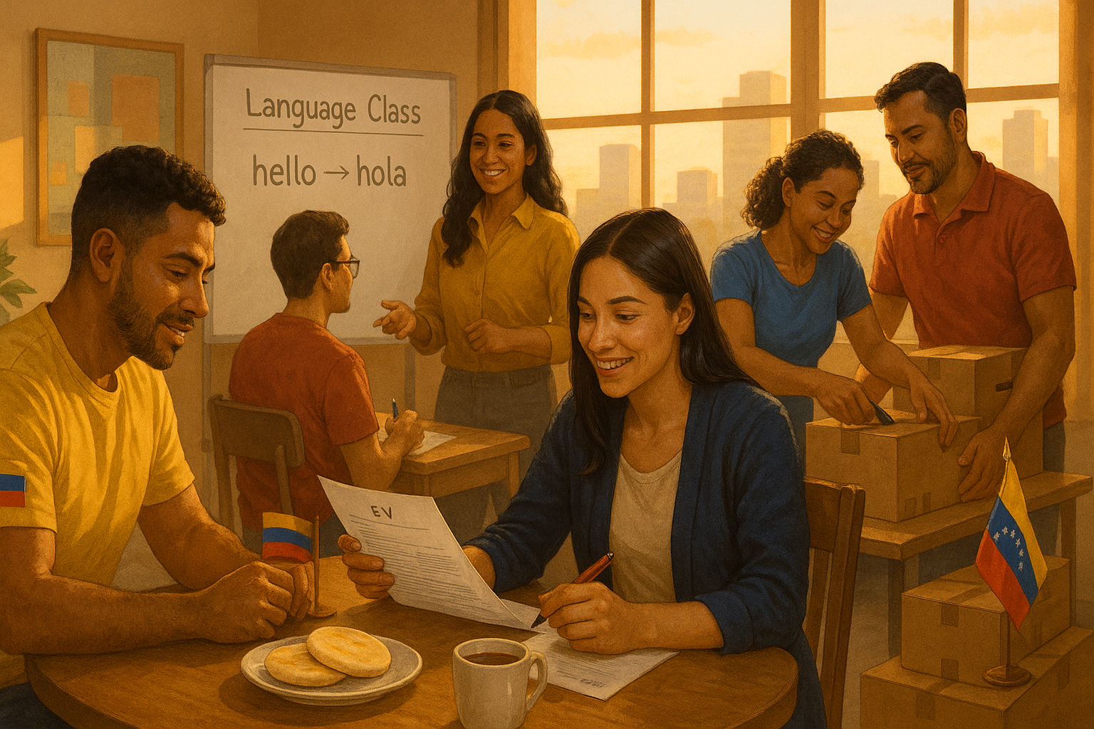 Venezolanos en el exterior compartiendo habilidades en un banco de tiempo comunitario