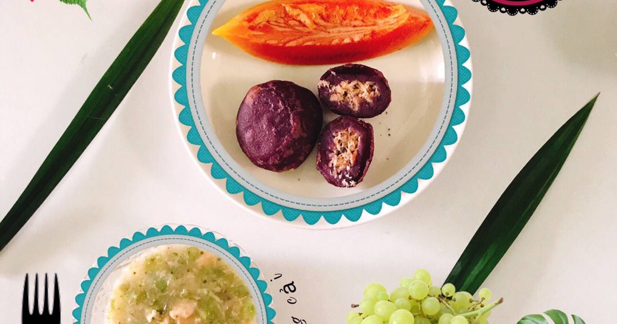 Bánh rán khoai tím cá hồi