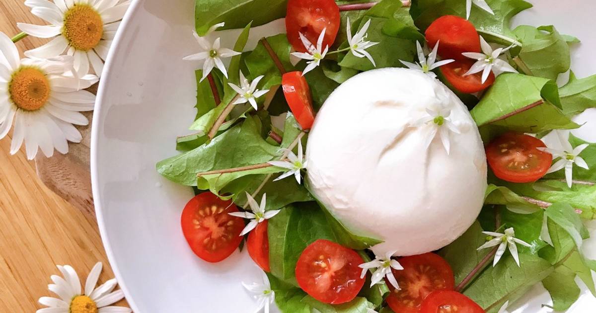 💚 Vegetarian Salad Mùa Xuân (Lá Bồ Công Anh, Hoa Tỏi Gấu & Phô Mai Burrata)