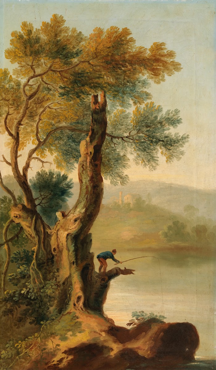 A Landscape with a Man Fishing c1740s