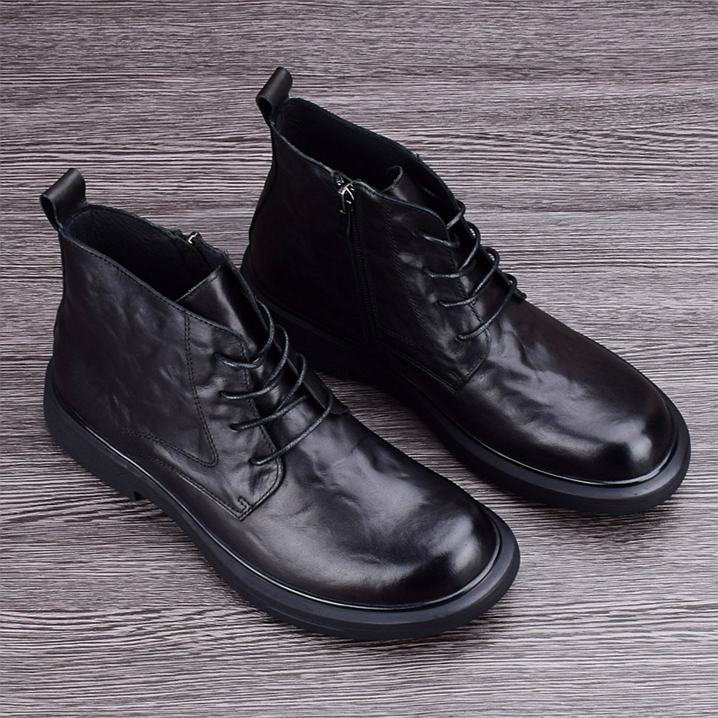 Insulated Men's Leather Boots for Winter