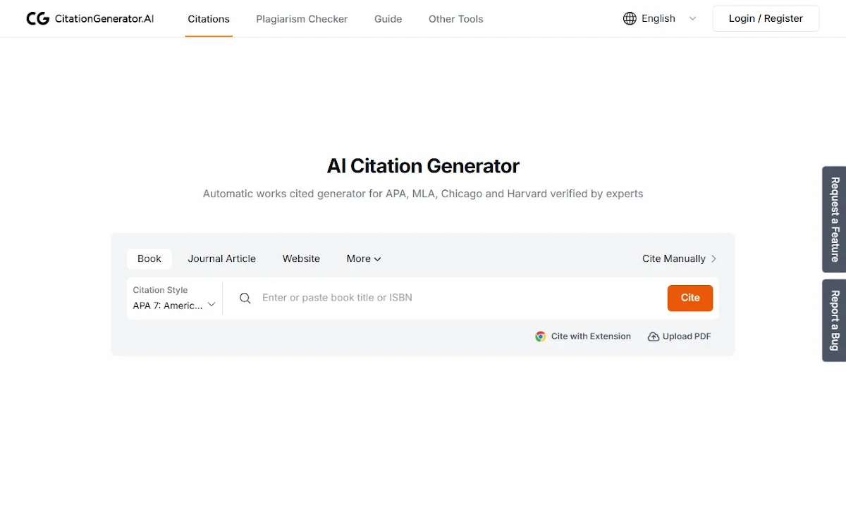 Captura de Citation Generator AI
