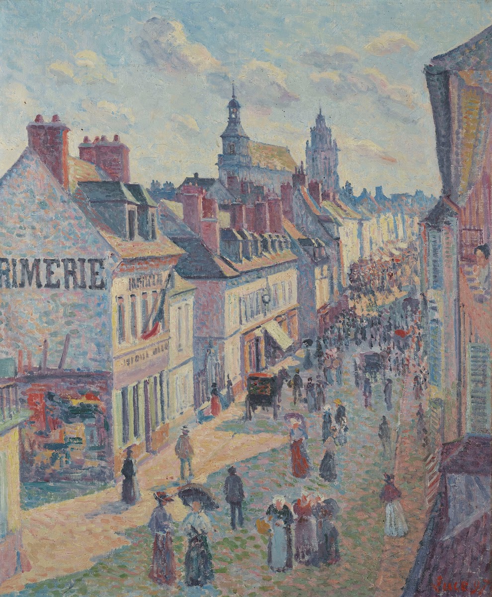 Jour de marché à Gisors rue Cappeville 1897