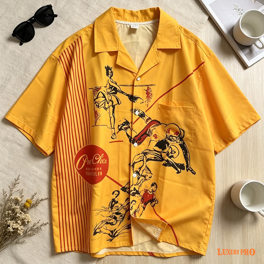 AOP EO Tall Fit Shirt Cuban Collar With Pocket – Linglong Linen Fabric