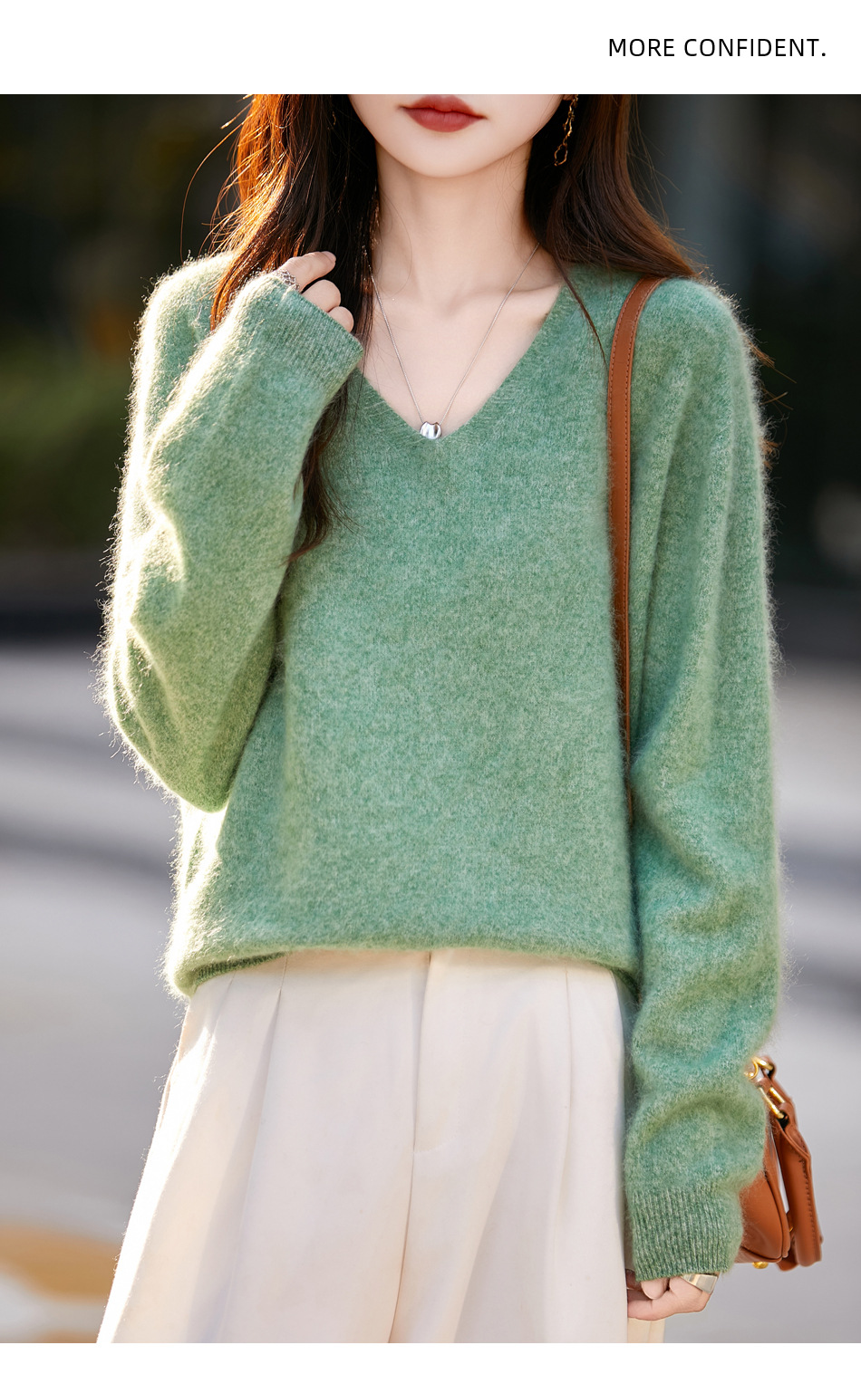 Damen V-Ausschnitt Pullover, weich, gebürstet, Strick