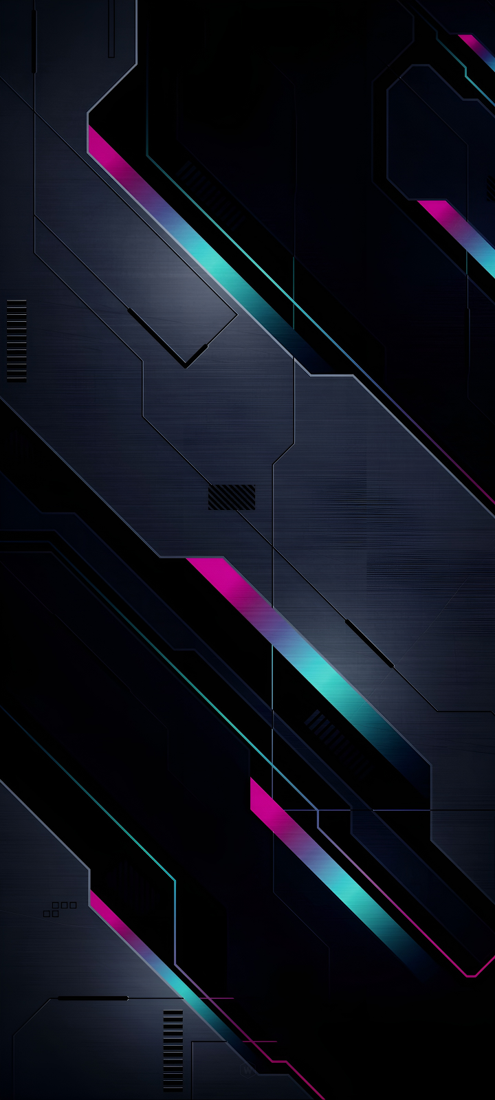 Black Abstract Neon Panel Lines - Cyberpunk Digital Art 2K iPhone Wallpaper (1440x3200)