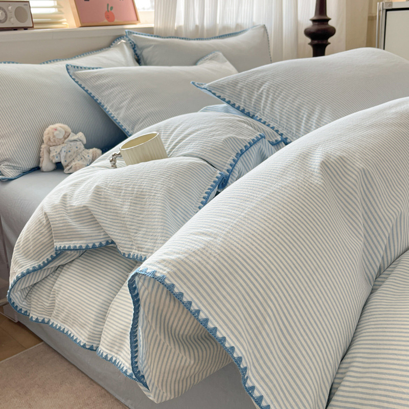 Washable Cotton Bed Linen Set, Striped