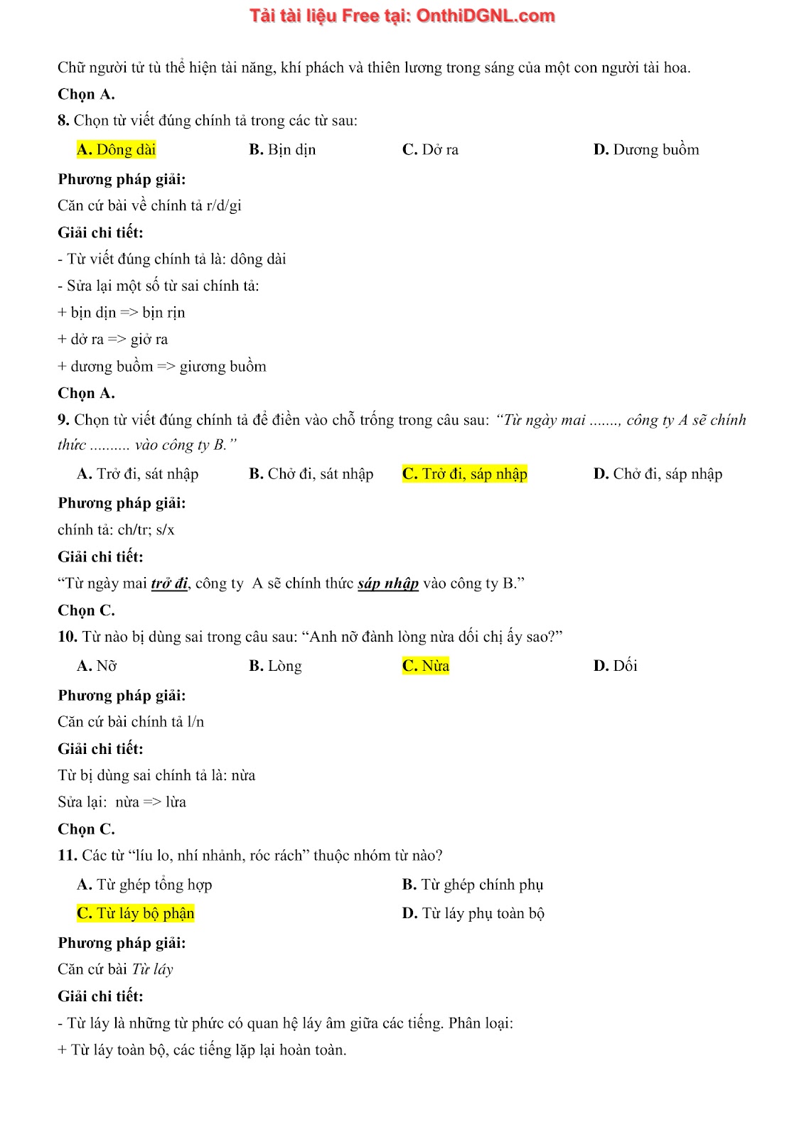 500 bài tập môn Ngữ Văn - Ôn thi ĐGNL ĐHQG TP HCM Phần 8