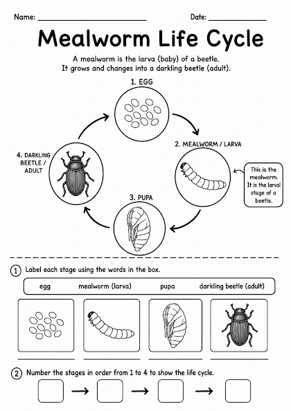 Mealworm Life Cycle Worksheet