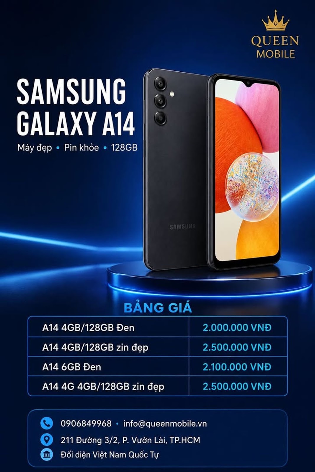 Samsung Galaxy A14 cũ giá tốt tại Queen Mobile 📱💖