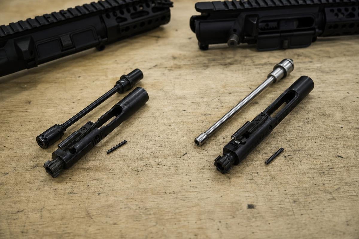 AR-15 direct-impingement and piston gas-system components