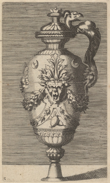 Vase with Lid Decorated with a Mask and Garlands 17th century