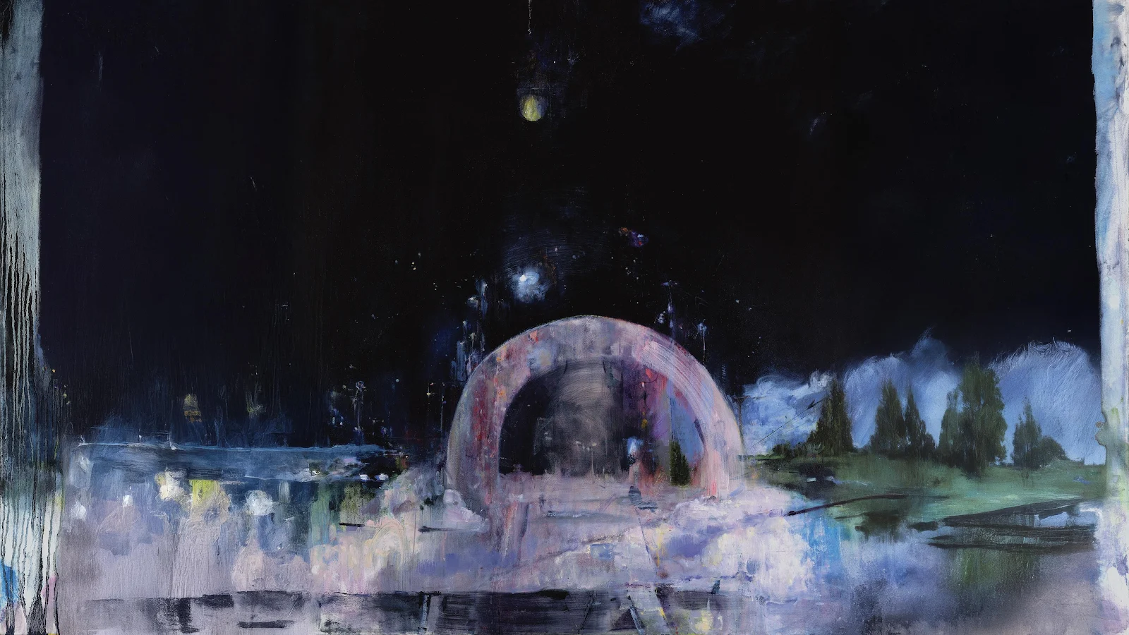 Glowing Arch In The Dark - Abstract Painting 4K Wallpaper (3840x2160)