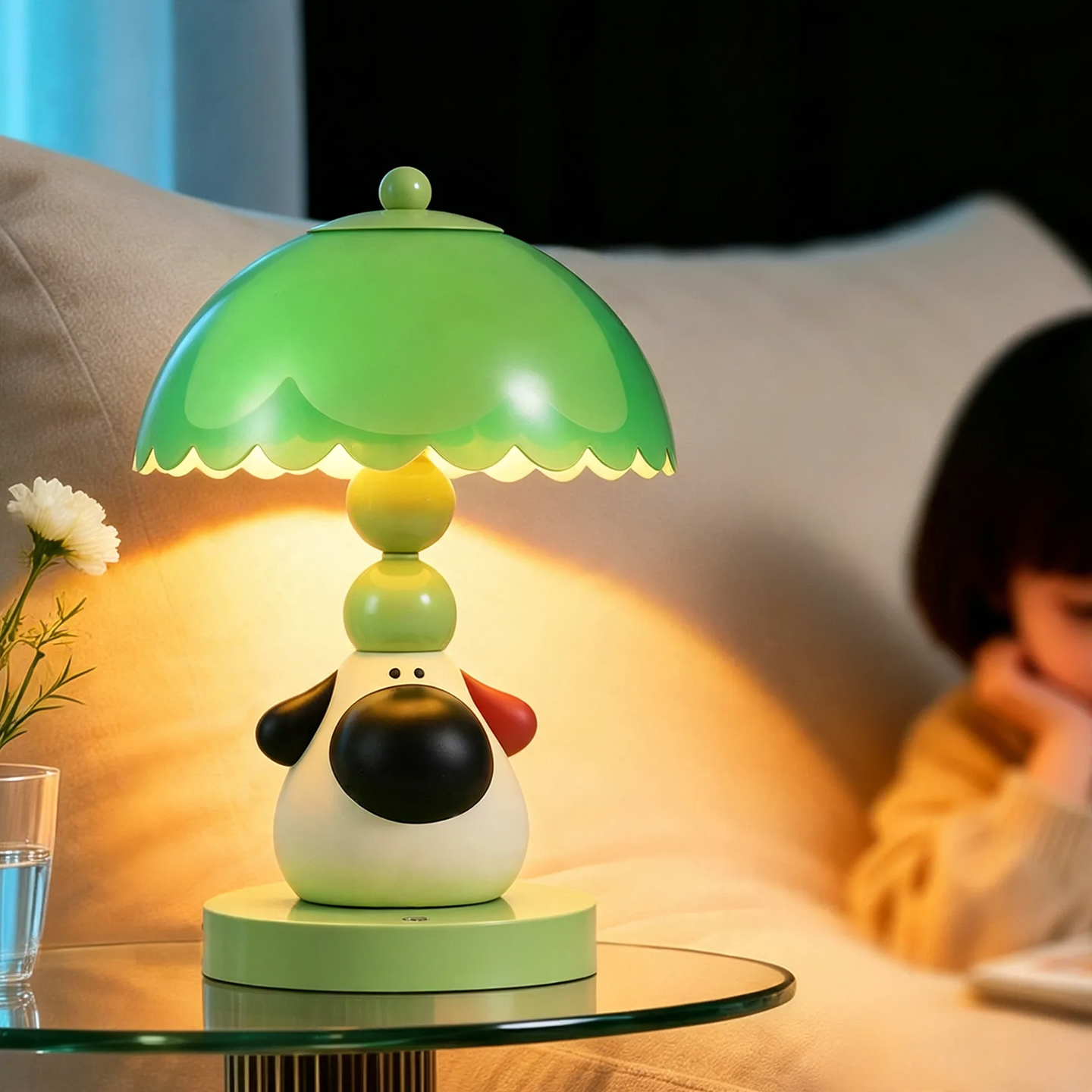 Dog-shaped table lamp with touch control