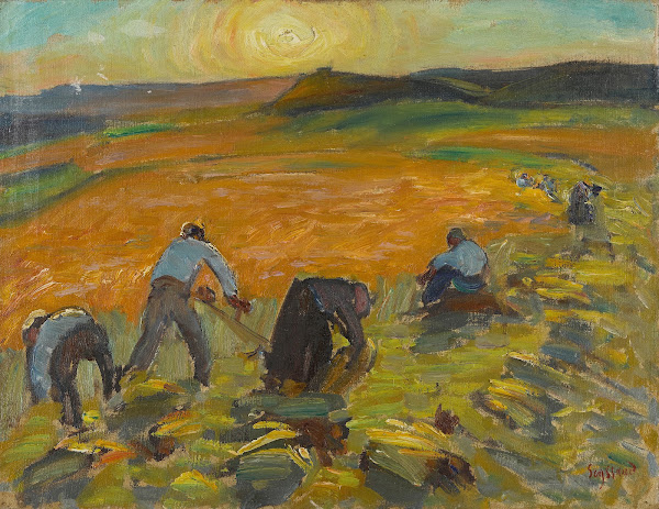 Moisson au soleil couchant circa 1927