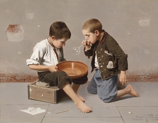 Seifenblasende Kinder 1906