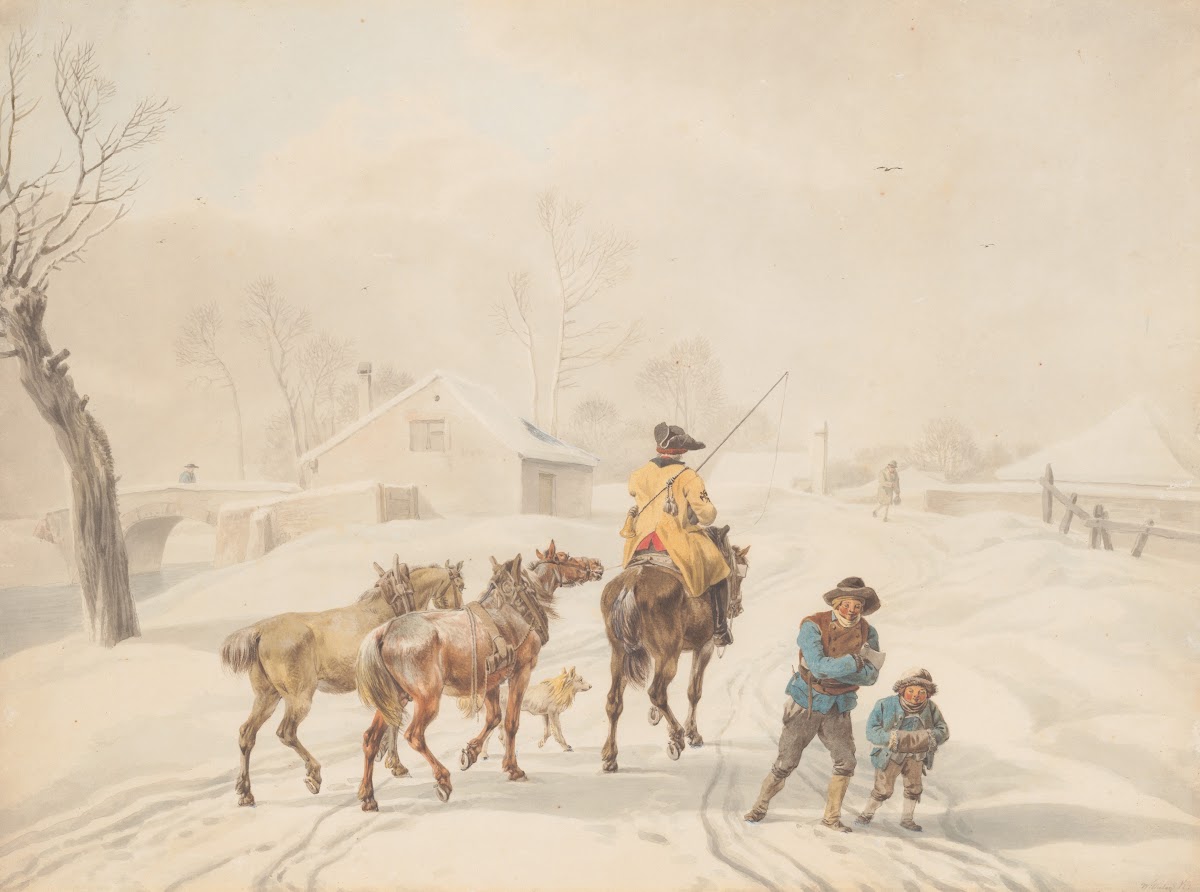 Postilion on Horse in a Winter Landscape ca 1798