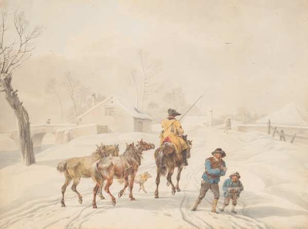 Postilion on Horse in a Winter Landscape ca 1798