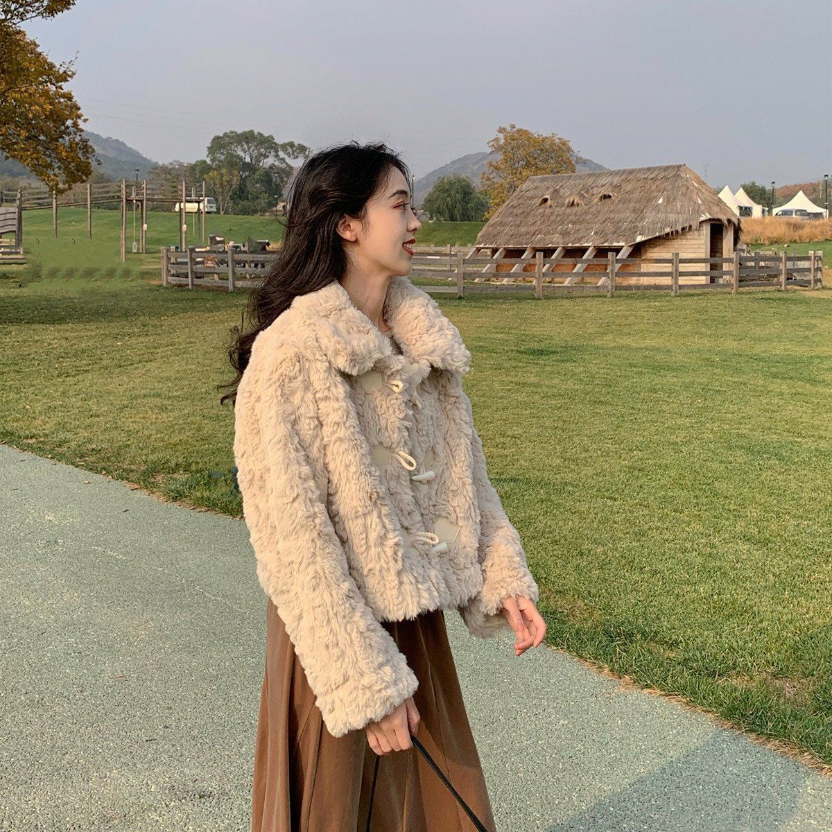 Faux lambswool jacket with toggle buttons