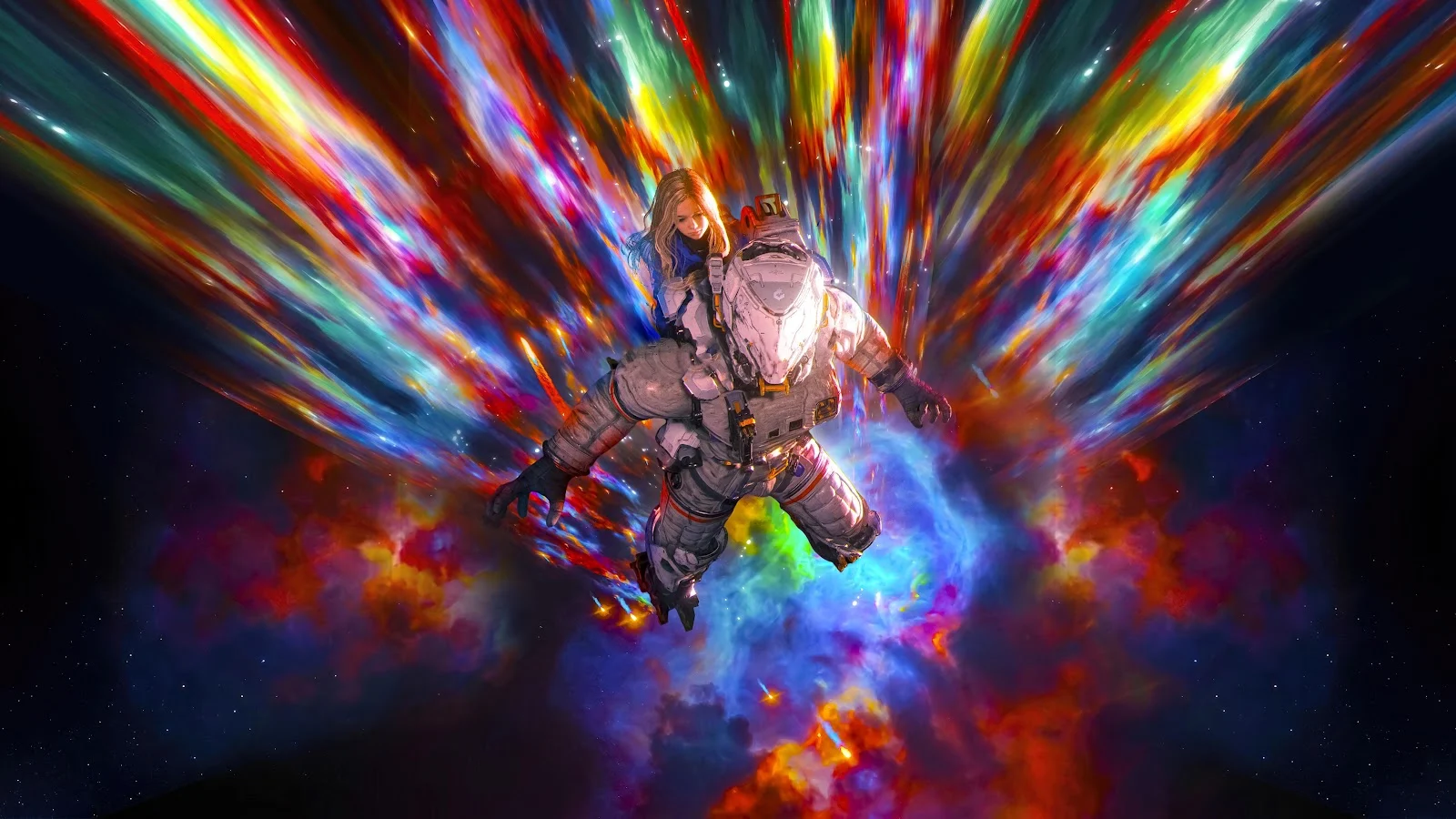Pragmata Astronaut in Cosmic Warp - Digital 3D Art 5K Wallpaper (5461x3072)