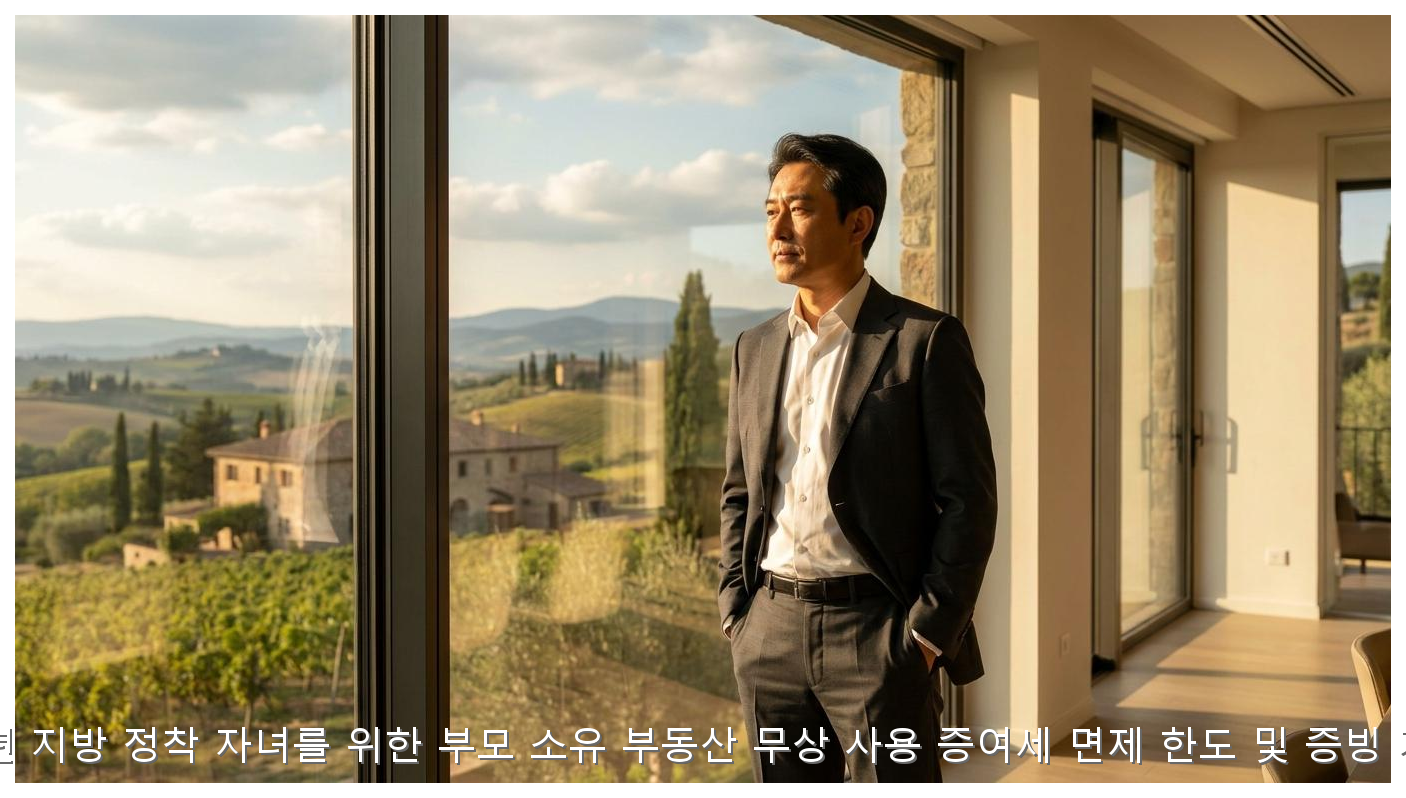 2026년 지방 정착 자녀를 위한 부모 소유 부동산 무상 사용 증여세 면제 한도 및 증빙 가이드 핵심 안내 및 분석 인포그래픽 (2)
