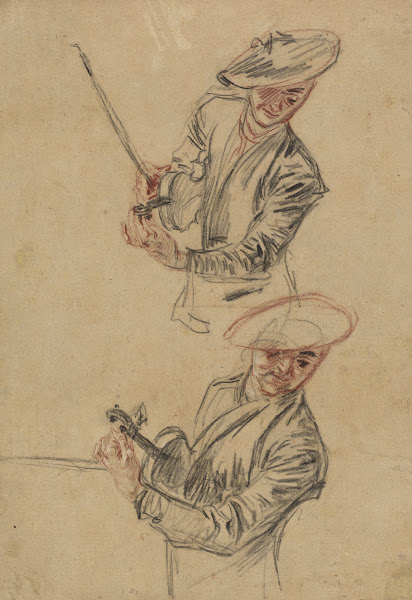 Two Studies of a Violinist Tuning His Instrument 1717 1718