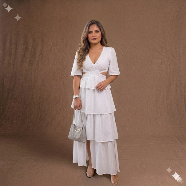 Vestido Blanco Largo Cut Out