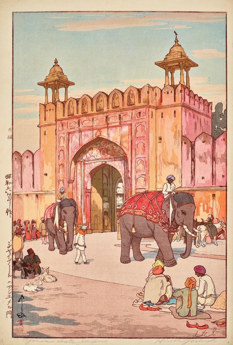 Jaipuuru no Ajumeru mon The Ajmer Gate at Jaipur 1931